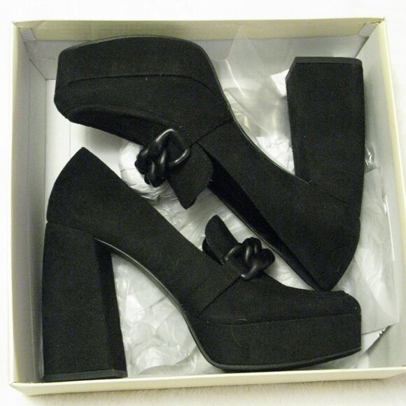 Nordstrom Shoes - Nordstrom Black Platform Chain-Accent Block Heel Pumps
